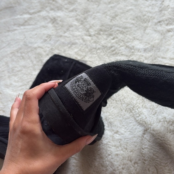 Juicy Couture Black Knit Sparkle Boots | Girls Size 4 | Y2K Cozy Glam Vibe - Picture 4 of 7